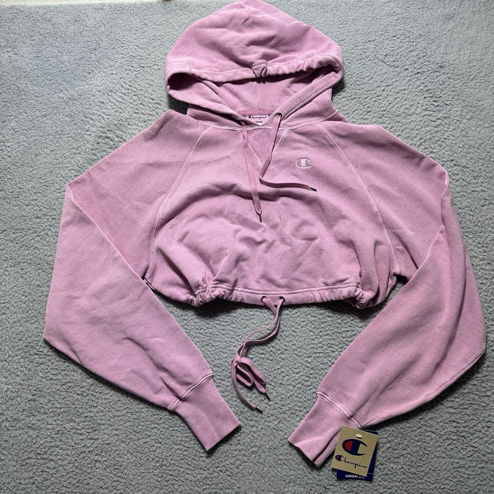 NWT Champion Hoodie Women Medium Mauve Pink  Pullover Cropped Hooded Y2K‎ 90's